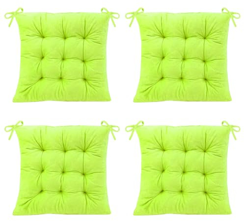 Wapasezyar 4 Stück Stuhlkissen, 40x40cm Sitzkissen Sitzpolster Stuhl Sitzkissen, Gefüllt mit Bindebänder, Esszimmerstuhl Sitzauflage Stuhl für Sitzpolster Bürostuhl (Frucht Grün)
