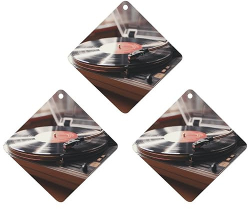 3PCS Record Player Car Air Freshener Hanging Scented Cards Cute lavender Car Fresheners Long Lasting New Cars Scents for Women Men Natural Air Freshener with Lanyard Automotive Freshies