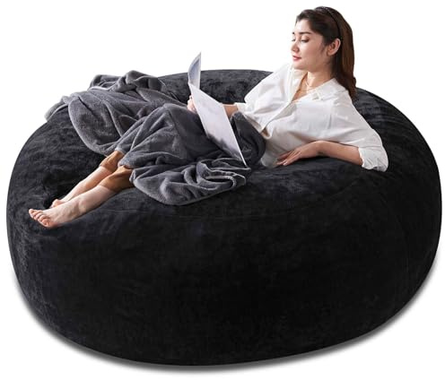 Großer Sitzsack Fatboy Bean Bag Chair mit Memory-Schaum & Baumwolle-Cord Sofa - Boneless Couch für Gaming, Lesen und als Bodensitz für Erwachsene im Wohnzimmer Schlafzimmer (Black, 120x120x60cm)