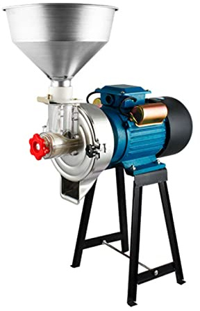 Molinillo eléctrico de grano – Molinillo de maíz de cereales húmedo y seco resistente con embudo para harina, arroz, alimentación, café y polvo de pellets
