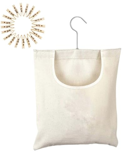 Tyinerc Borsa per mollette da bucato, in tela, girevole a 360 gradi, con ampia apertura, per balcone, terrazza, camera da letto, giardino