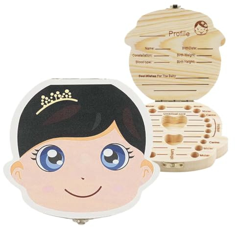 IEBTAWN 1 Pieza Caja Dientes De Leche Niña, Cajita Madera Guardar Dientes, Niña 5 6 7 8 9 Años Caja De Dientes Unisex Para Guardar Dientes De Leche, Madera