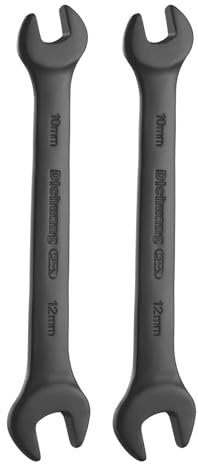 HARFINGTON 2pcs Thick Double Open End Wrench 10mm x 12mm Metric Dual Open Ended Spanner Flat Head Wrench for Automotive Repair Furniture Assembly, Black