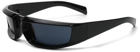 KTUCN Gafas de sol estilo steampunk Y2K para mujer y hombre, estilo punk, con cristales plateados espejad