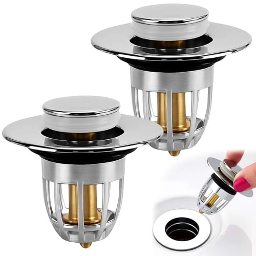 2 Stück Waschbeckenstöpsel,mit Abflusssieb, Drain Magic Stöpsel für Spülbecken, Abflussstopfen Waschbecken, Praktische Lösung für Verstopfungen