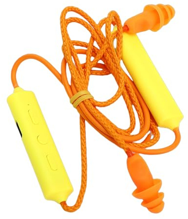 Yanmis Bluetooth Earplug Headphone, 29dB Noise Reduction Neckband Earbuds with Bluetooth 5.3 and IPX5, for Industrial Workout Running Sports (Yellow)