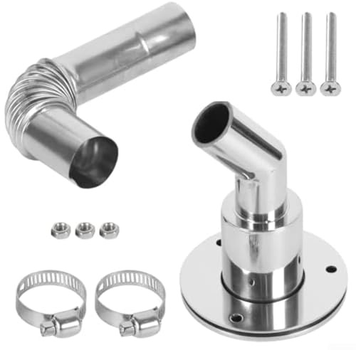 24mm Exhaust Pipe Thru Wall Flange Stainless Steel Fitting with 90 Degree Elbow Connector for Venting Exhaust from Trucks and Diesel Heaters