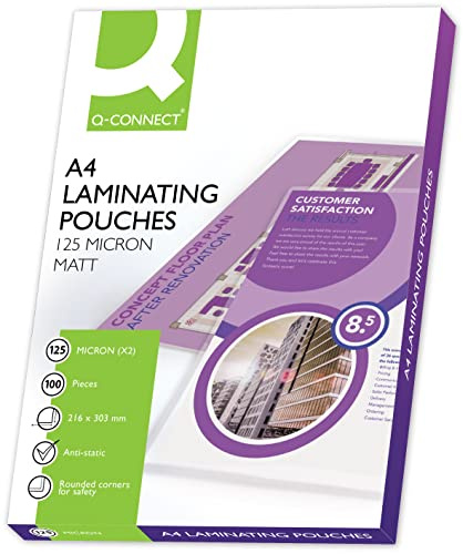 Q-Connect KF240055 Laminiertaschen A4, matt, 125 Mikron, 100 Stück