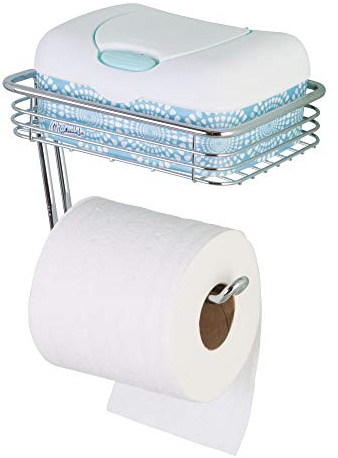 iDesign 69150EU Classico WC-Papierrollenhalter mit Regal, Wandmontiert, 18,5 cm x 13,25 cm x 13,25 cm, chrom, stahl