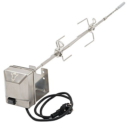 BBQ-Toro Edelstahl Grillspieß Set für die komplette Weber Genesis II 200er und 300er Serie inkl. 2X Fleischnadeln, Motor, Motorhalter | Drehspieß, Rotisserie, Grilldrehspieße, Spanferkelgrill