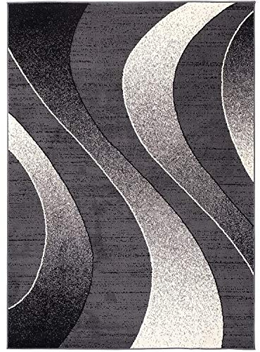 Carpeto Groß Teppich Wohnzimmer 220x300cm Anthrazit Grau Geometrisch Weich | Teppich für Schlafzimmer Büro Esszimmer 90er-Retro Pflegeleicht Fußbodenheizungsgeeignet Reinigungsmittelbeständig Kurzflor