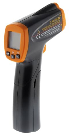 Zenitech - Thermomètre Infrarouge Laser - Orange - Mesure Sans Contact à Distance - Pointeur Laser Précis - Écran LCD Rétro-Éclairé - Mémorisation Dernière Donnée - 15 cm - Piles Incluses