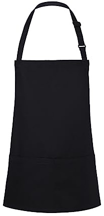 Karlowsky BLS 6 PURE Kurze Latzschürze BASIC mit Schnalle und Tasche, 65% Polyester/35% Baumwolle, Schwarz, Einheitsgröße
