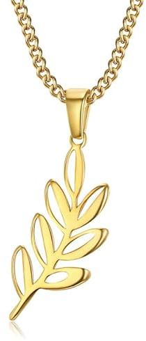 BOBIJOO JEWELRY - Colgante Collar Rama Acacia Piolín Masonería Acero Chapado En Oro Dorado Amor De Dios Cadena