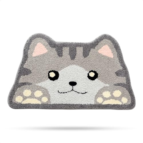 Molesun Niedliche Katze Badematte 45x75, Weich, Saugfähig, Waschbar | Niedlicher Rutschfester Badvorleger, 100% Mikrofaser-Badematten, für Badezimmer Dusche Schlafzimmer Küche, Maschinenwaschbar