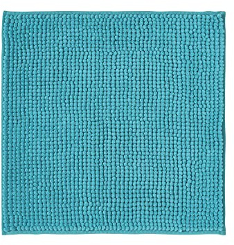 Decomira Badematte rutschfest | Als Badteppich Set kombinierbar | Badezimmer-Teppich Bad-Vorleger waschbar aus Chenille | Duschvorleger für Dusche, Badewannen, WC Vorleger | Petrol Türkis - 45x45 cm