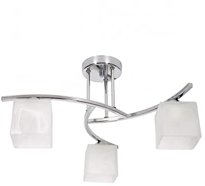 Light-Home Canis Deckenbeleuchtung Lampen Deckenlampen - Deckenlampe Industrial für Wohnzimmer Schlafzimmer und Esszimmer - Pendelleuchte Glas mit Metall 3-Flammig - Chrom
