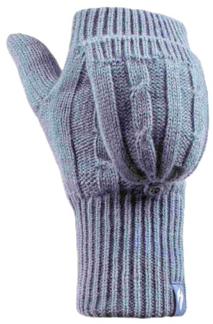 HEAT HOLDERS - Femme Convertisseur thermique Doigts Gants/Mitaines Câble Tricoter 2,3 tog - Taille (Bleu Clair)
