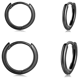 CERSLIMO Creolen Silber 925, Creolen Silber Gold Rosegold Schwarz Set Damen Herren, Klein Creolen Set Zierliche Knorpel Tragus Helix Schlafen Ohrringe 8mm 10mm 12mm