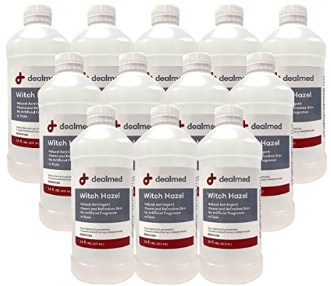 Dealmed Witch Hazel, 16 oz. | Natural Astringent Cleans and Refreshes Skin | No Artificial Fragrance or Dyes (Case of 12)