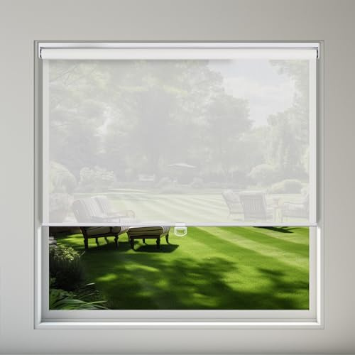 Sulugood Cordless Light Filtering Roller Blinds Window Shade, UV Protection Fabric, Easy Installation Solar Shades for Windows, Hotel, Office, Home,White.Custom Sizes