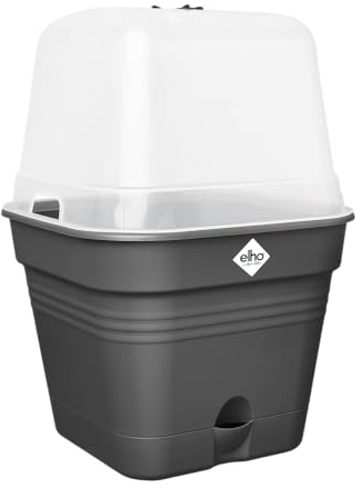 elho Green Basics Anzuchttopf Quadrat Allin1 15 - Blumentopf für Züchten - 100% recyceltes Plastik - Ø 15.0 x H 12.1 cm - Schwarz/Living Schwarz