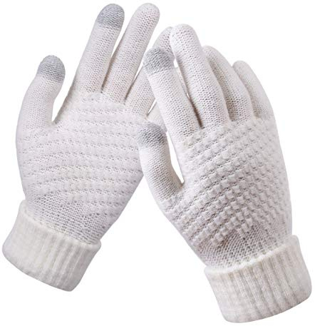 BSLVWG Guantes de Pantalla táctil de Invierno para Mujeres Guantes de Punto para Correr, Ciclismo, Senderismo, esquí (Blanco)