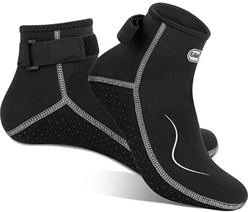 Gimilife Schwimmsocken für Herren und Damen, 3 mm Neopren-Socken, Neoprenanzug, Tauchsocken, Thermo-Wassersocken, Schwimmsocken für Strandaktivitäten, Tauchen, Schnorchel, Surfen,Schwarz-Grau, L