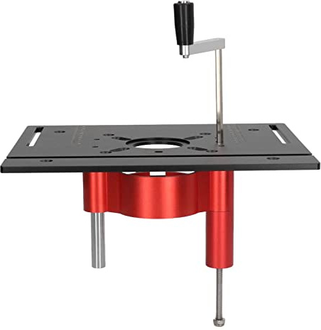 Router Lift System Kit, Frästisch-Einlegeplatte mit Fräslift, Ringen und Schrauben, Montageplatte für die Holzbearbeitung (Schwarz)