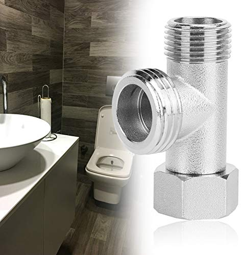 2PCS 3/8 DreiUmschaltventil, T-Typ Toilette Toilettenumleitungsventil Reines Messing Anschlussventil Adapter Spülventil, bewegliche Mutter, 180°-Drehschalter