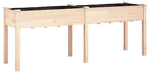 vidaXL Jardinera con Forro Interior Madera Maciza Abeto 203x53x76 cm