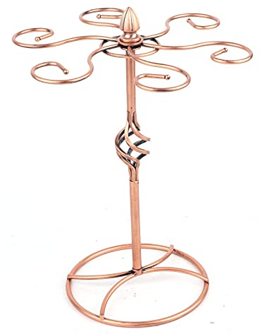 Tomotato Portabicchieri da Vino da Banco Vintage con 6 Ganci, Supporto per Bicchieri da Vino da Tavolo Autoportante, Portaoggetti per Calici da Tavolo per Bar Ristorante Casa