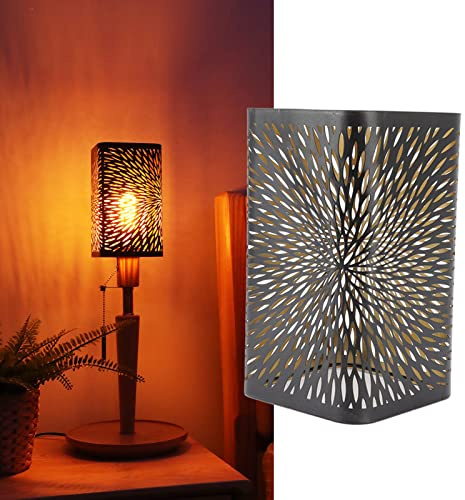 Abat-Jour en Métal,Couvercle De Lampe en Fer Forgé à Motif De Fleur Rétro Carré Creux,Abat-Jour De Table Détachable pour Douille E27 E26,Feux d'artifice