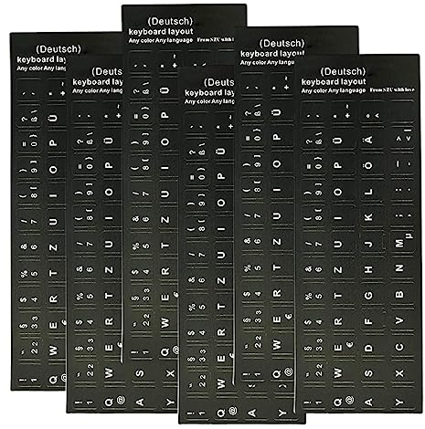 6 Stück Deutsche Aufkleber Tastaturaufkleber Für Jede Standard-Tastatur Pc/Laptop & Notebook Tastaturen (Schwarz)