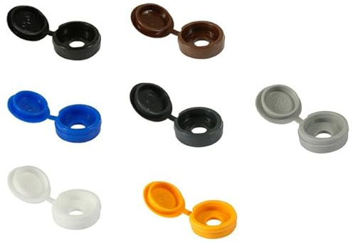 Hinged Screw Cover Caps White Yellow Black Blue Brown For 3-6mm (4g-12g) Screws (Pack of 20, 50, 100) (20, Small - Dark Grey)