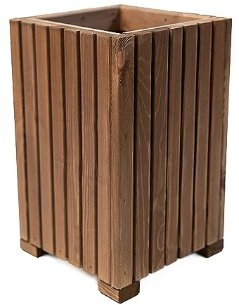 BOGATECO Fioriera in Legno, 40 x 25 x 25 cm, per Piante ed Erbe Aromatiche, Casa, Giardino, Balcone, Terrazza, Con Inserto in Plastica, Impregnato, Marrone Scuro