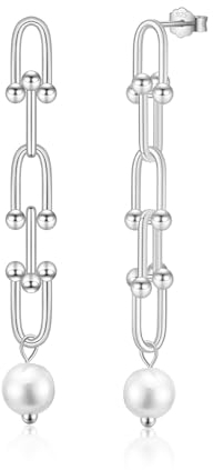 Ohrstecker Perlenohrringe Silber 925 Hängend Perlen Ohrringe Damen Perlen Ohrhänger Silber Schmuck für Frauen Mädchen