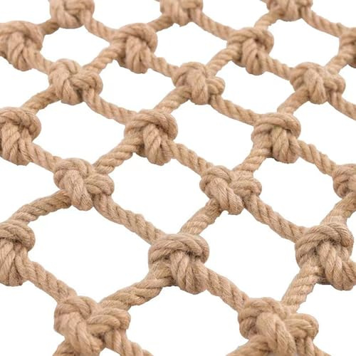 SSWZHANG Natural Rope Netting Jute Netting for Climbing Plants Wall Decorative Isolation Hang Cloth Net Rope Net 8mm Thick Rope 15cm Mesh Spacing Outdoor Swing Treehouse(Size:2 * 2m(7 * 7ft))