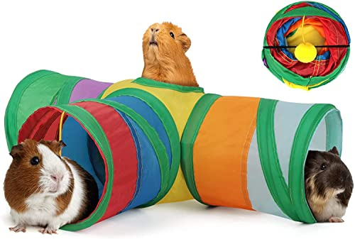 VireEyU Tunnel Attività Arcobaleno a Forma di Y per Piccoli Animali – Tunnel di Gioco Colorato e Divertente, Pieghevole e Facile da Riporre, Ideale per Gioco e Allenamento