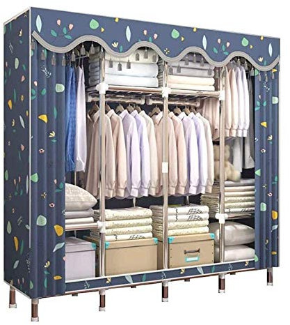 Tragbarer Kleiderschrank aus Stoff, platzsparend, mit Kleiderstange, sehr robust und langlebig, für Schlafzimmer, Wohnzimmer, Arbeitszimmer, Schuhe, Kleidung, Taschen, Spielzeug, B