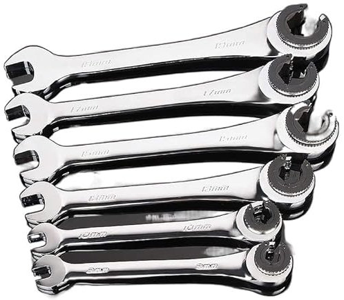 QIULKU Ratschenschlüssel,MaulschlüSsel 1Pc 8-19 mm Tubing Flex Head Ratschenschlüssel Set Tubing Ratchet Combo Wrench Gear Tube Wrench Auto Repair Oil Wrenches(12mm)