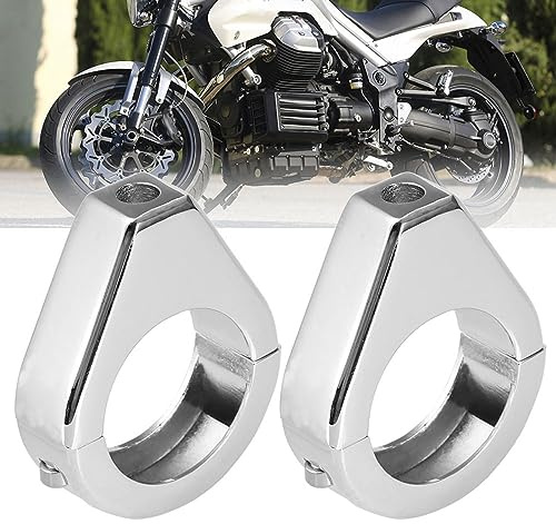 Motorrad Blinkerhalter, Motorrad Signal Licht Halterung Aluminiumlegierung Blinkerleuchte Montagehalterung 41mm Gabelklemmen(Silber)