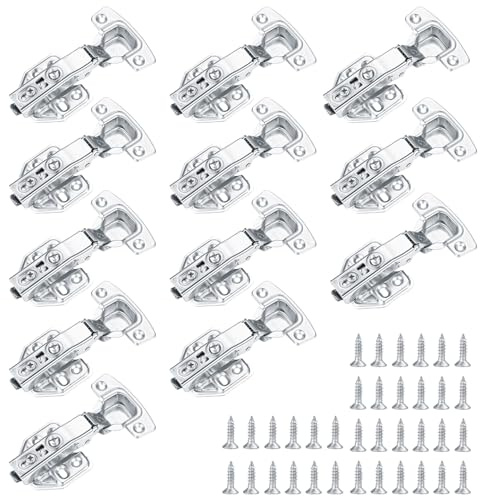 12 Pcs Kitchen Units Door Hinges, Soft Close Cupboard Door Hinges | Kitchen Unit Hinges Soft Close Cupboard Wardrobe Hinges, Folding Door Hinge with Screws, Mute Cabinet Full Overlay