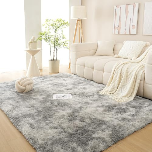 Nyescasa Hochflor Teppich Langflor Wohnzimmer Modern Flauschig Rechteckig Teppich für Wohnzimmer Kinderzimmer Schlafzimmer Flur Läufer Grau Shaggy Innen 80x120cm Dickere Ausführung