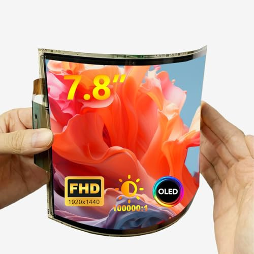 Pantalla flexible curvada de 7.8 pulgadas, pantalla flexible FHD 1440 x 1920 AMOLED con placa de controlador HDMI, monitor OLED sin caja para demostración de prototipos de bricolaje (para todos los