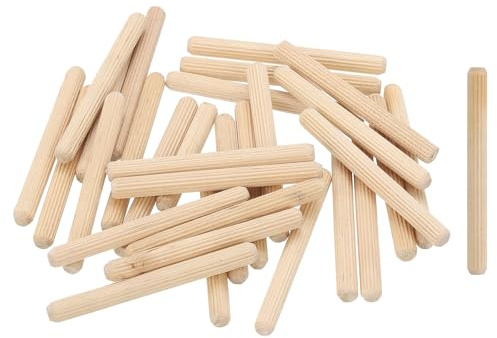 sourcing map 100 Stück 6 mm x 60 mm Holzdübelstifte, geriffelte Holz, abgeschrägte Enden, konische Dübel, Hartholzheringe, Holzdübel für Möbel, Heimwerkerhandwerk