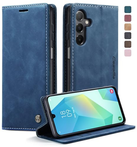KZB Handyhülle für Samsung Galaxy A16 5G/4G Hülle Premium Leder Klappbar Tasche Flip Case Magnet Kartenfach Standfunktion Klapphülle Schutzhülle für Samsung Galaxy A16 5G/4G - Blau