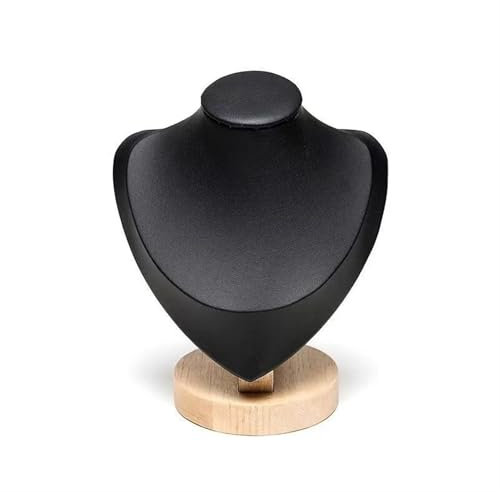 WLIHDB Schmuckbüste 2pc Holz Mannequin Büste Halskette Display Stand Porträt Modell Hals Anhänger Schmuck Lagerung Rack Halter Fenster Vitrine Requisiten Samt Schmuckständer Für Halsketten(Black,S)