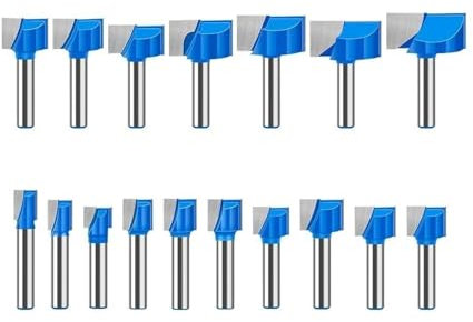 1/4/5/17PCS Fresa de madera con ranura en T de 8 mm Broca de grabado inferior de limpieza Broca enrutadora de carburo sólido Herramientas de carpintería 10 mm 32 mm 30 mm(8mm 17pcs set)