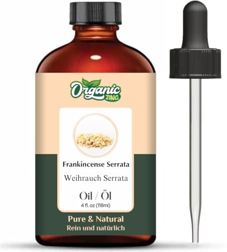 Organic Zing Frankincense Serrata (Boswellia serrata) Oil | Pure & Natural Essential Oil per skincare, aroma e diffusori – 118 ml/3.99fl oz